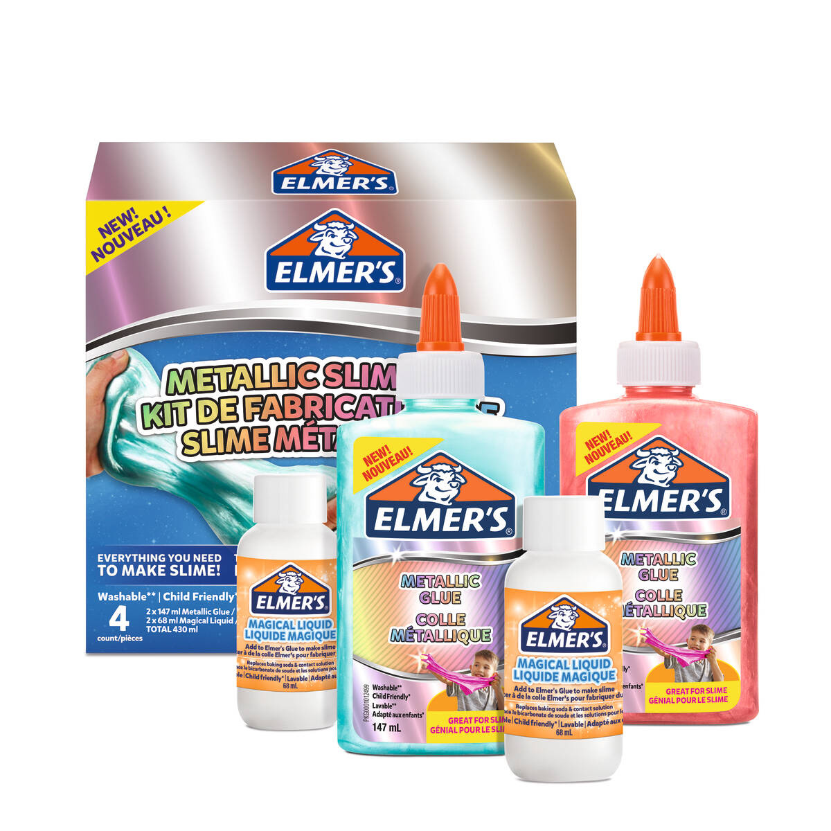 Zestaw Do Slime Metallic Kit Elmers 4 Elementy 2 Kolory Proste W Użyciu