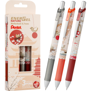 Pióro Kulkowe Pentel Energel 0,7mm Nature Light 3 Sztuki Niebieski Tusz