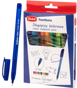 Długopisy Kolorowe Toma FastNote TO-024 10 Kolorów Opakowanie