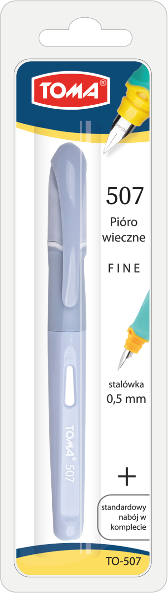 Pióro Wieczne Rubber Grip TO-507 Toma Pastelowy Szaro Niebieski Linia 0,5mm