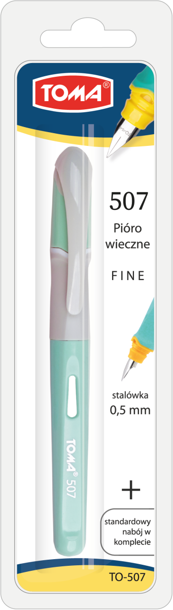 Pióro Wieczne Rubber Grip TO-507 Toma Pastelowy Szaro Zielony Linia 0,5mm