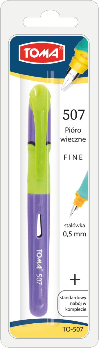 Pióro Wieczne Rubber Grip TO-507 Toma Fioletowo Zielony Linia 0,5mm