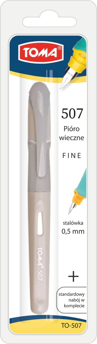 Pióro Wieczne Rubber Grip TO-507 Toma Szare Grubość Linii 0,5mm