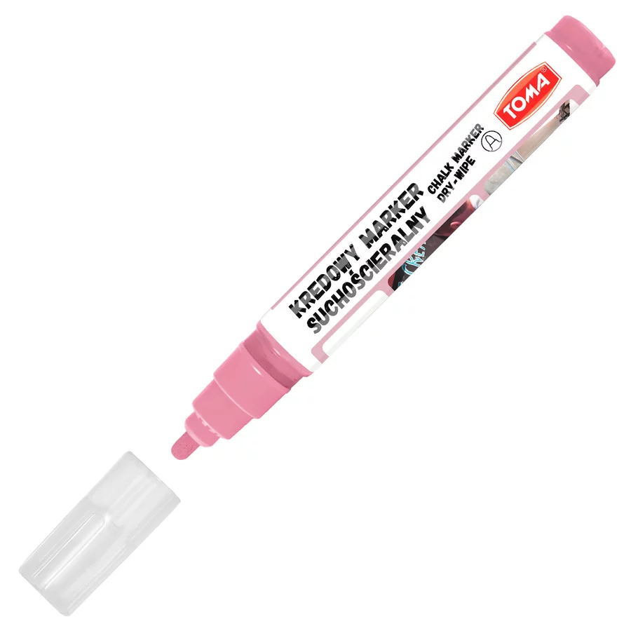 Marker Do Tablic Kredowy Toma 296 4,5mm Pastelowy Różowy Wycierany Na Sucho