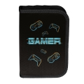 Piórnik Szkolny Bez Wyposażenia Dwie Klapy Czarny Gamer Gracz Pady Paso