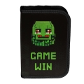 Piórnik Szkolny Bez Wyposażenia Dwie Klapy Czarny Zielony Pixel Mask Paso