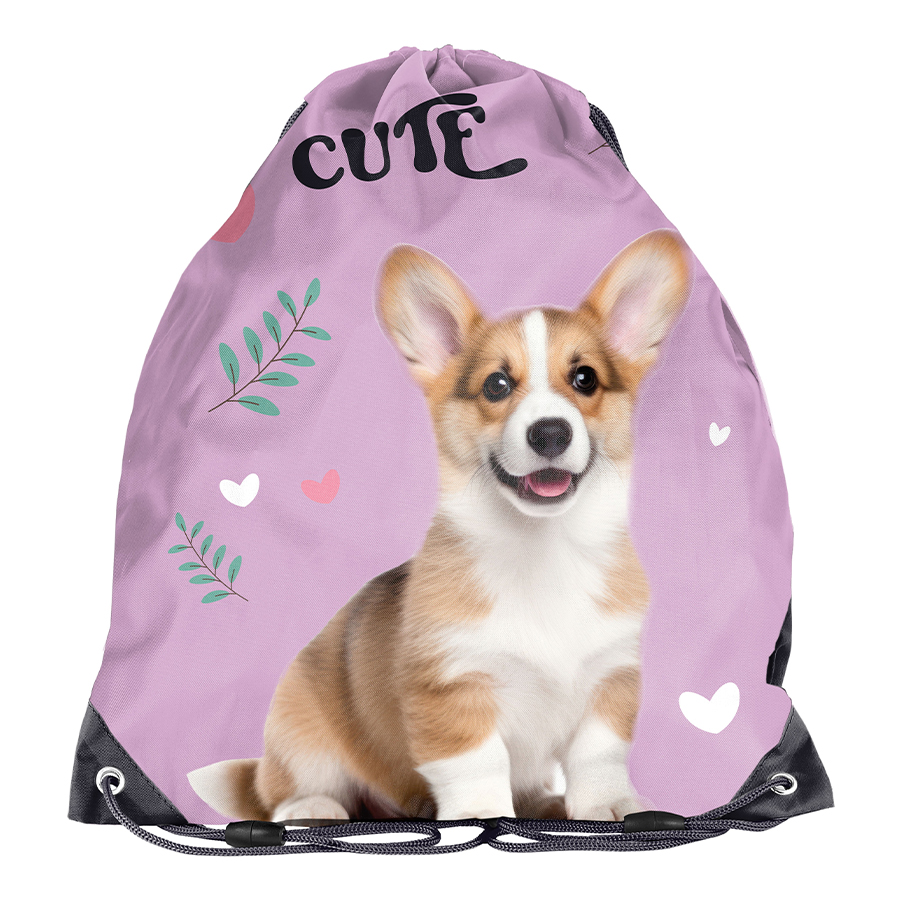 Worek Na Buty Ubranie Sportowe Piesek Paso Różowy Praktyczny 45×34 cm