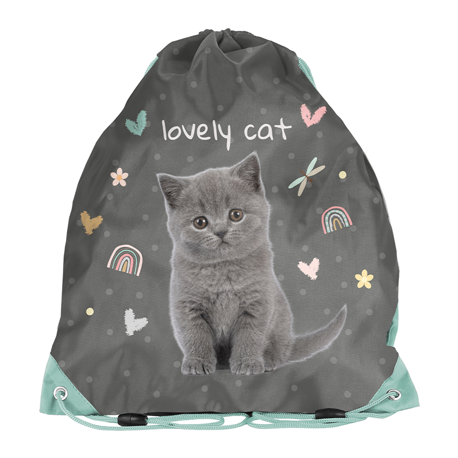 Worek Na Buty Ubranie Sportowe Kotek Paso Szary Praktyczny 45×34 cm