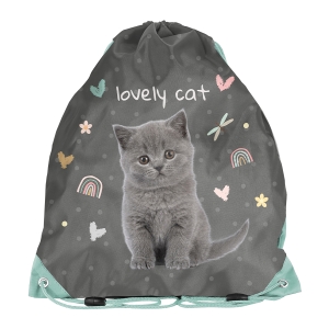 Worek Na Buty Ubranie Sportowe Kotek Paso Szary Praktyczny 45×34 cm