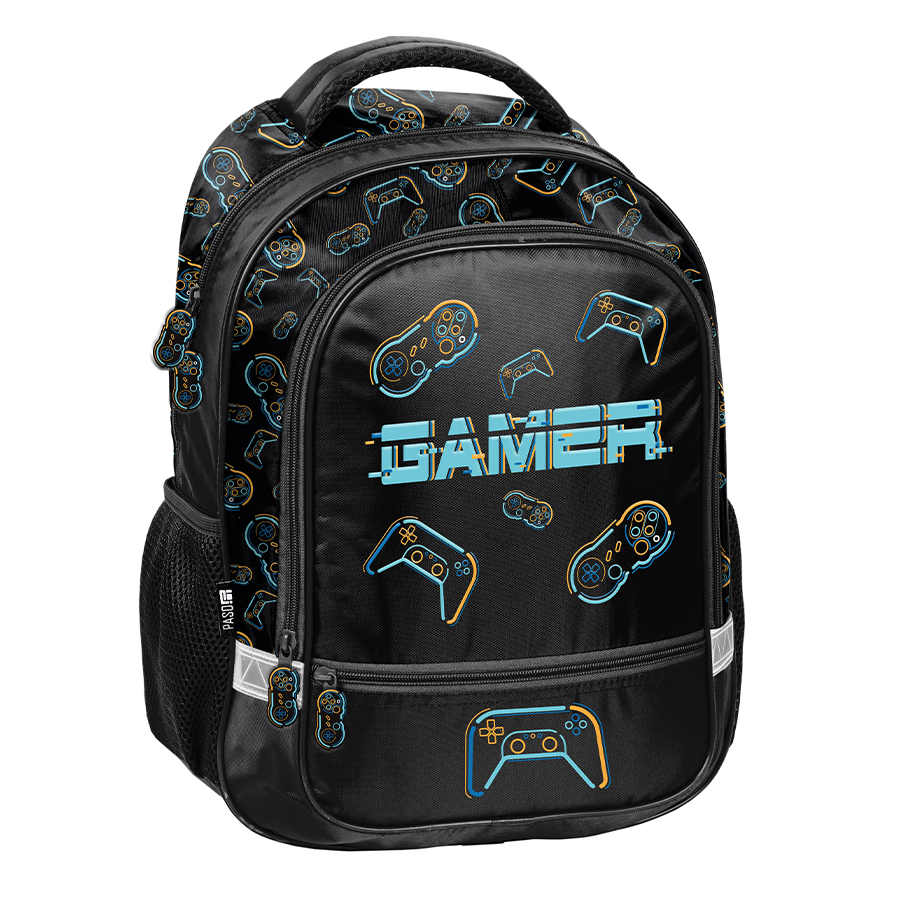 Plecak Szkolny 2 Komory Tornister Pojemny Paso Czarny Gamer Pad Dla Gracza