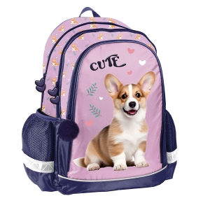 Plecak Szkolny 2 Komory Tornister Pojemny Paso Różowy Cute Corgi Piesek