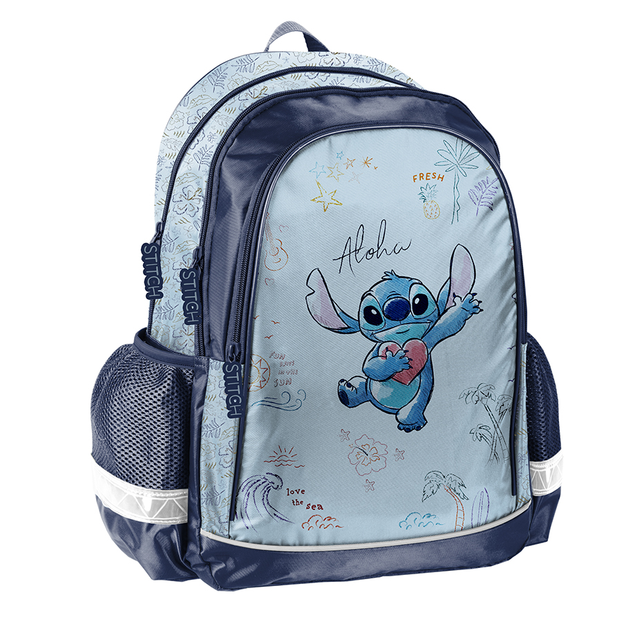 Plecak Szkolny 2 Komory Tornister Pojemny Paso Niebieski Stitch Aloha