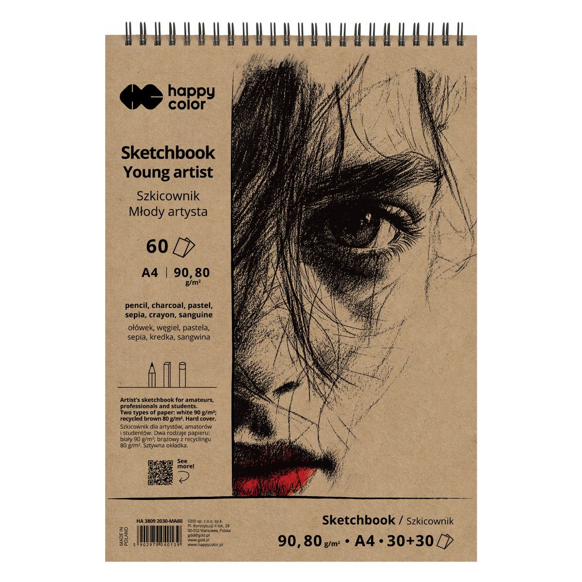 Szkicownik Na Spirali Młody Artysta A4 60 Kartek 80/90g Happy Color