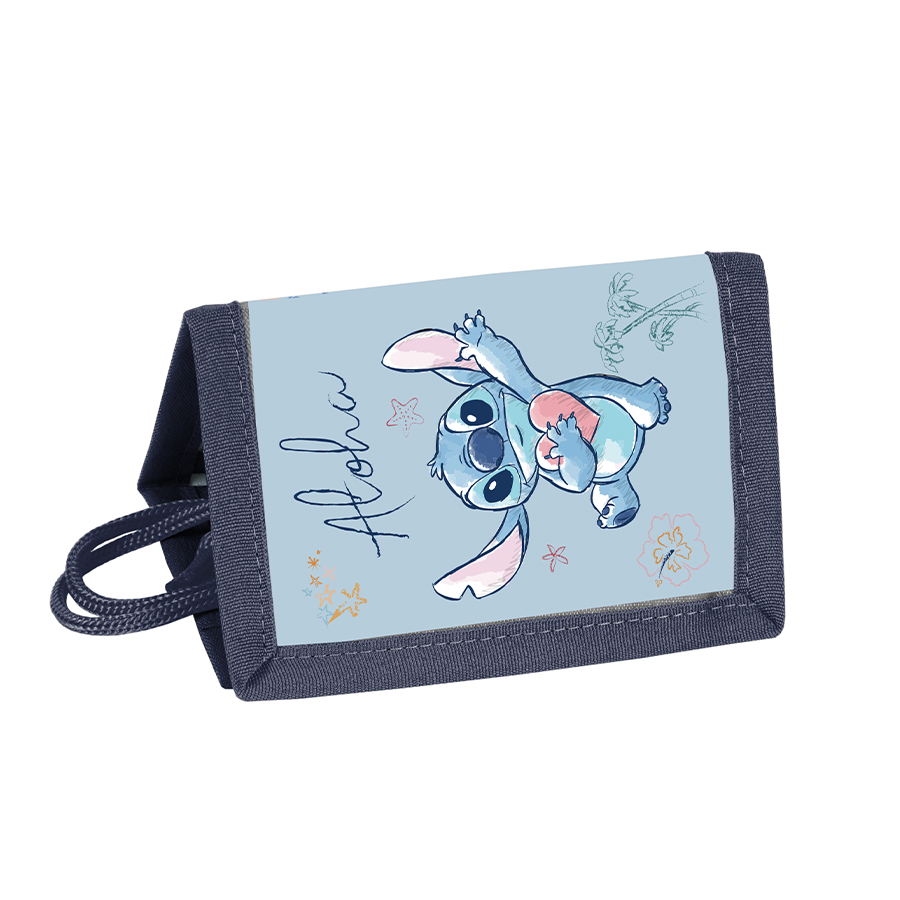 Portfel Stitch Paso Niebieski Na Rzep Z Sznurkiem Dla Fanów Disneya