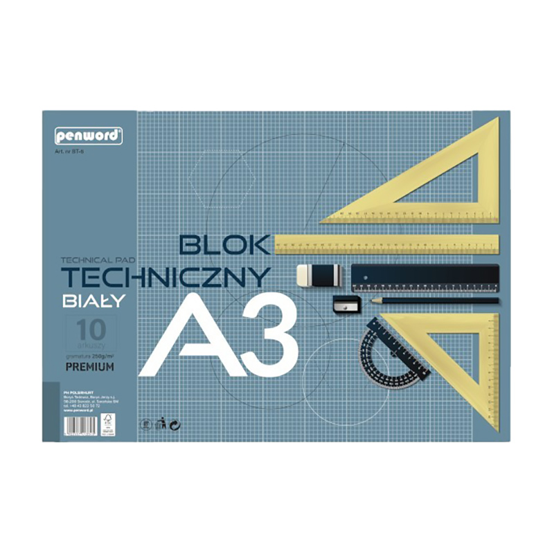 Blok Techniczny Biały A3 10k 250G BT-6 Penword Polsirhurt