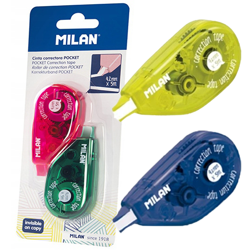 Korektor W Taśmie Milan Mini 4,2mmx5m Komplet 2 Sztuki Różne Kolory