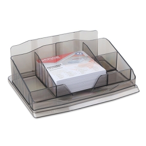 Przybornik Na Biurko Office Products Z Karteczkami Kolor Dymny 6 Przegródek