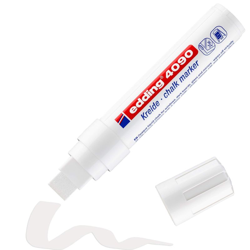 Marker Kredowy Edding 4090 Gruba Ścięta Końcówka 4-15mm Biały