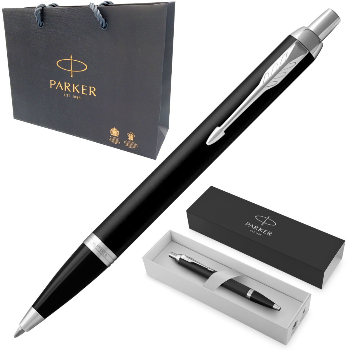 Długopis Automatyczny Parker IM Essential Czarny Mat CT Etui Torebka