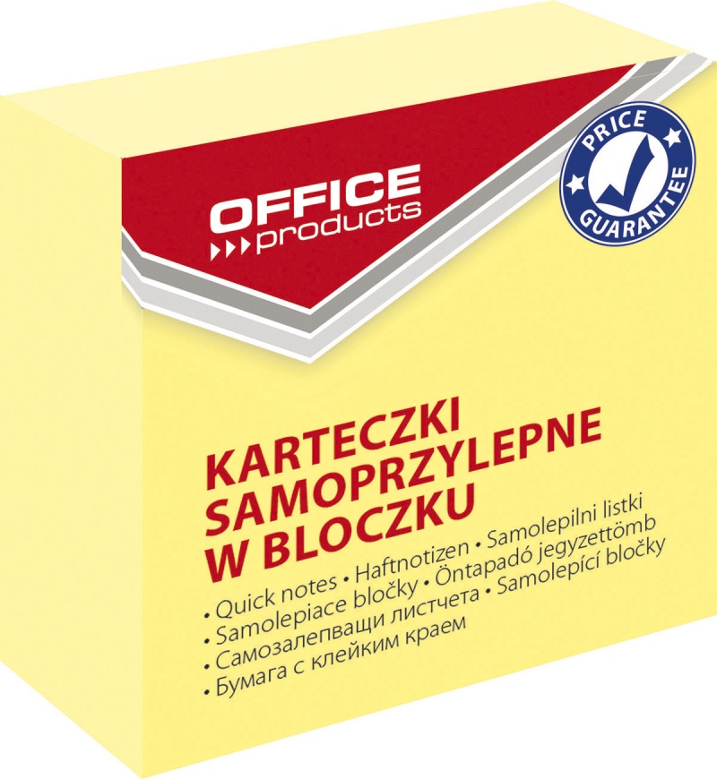 Mini Kostka Samoprzylepna Office Products 50x50mm 400 Kartek Jasnożółta