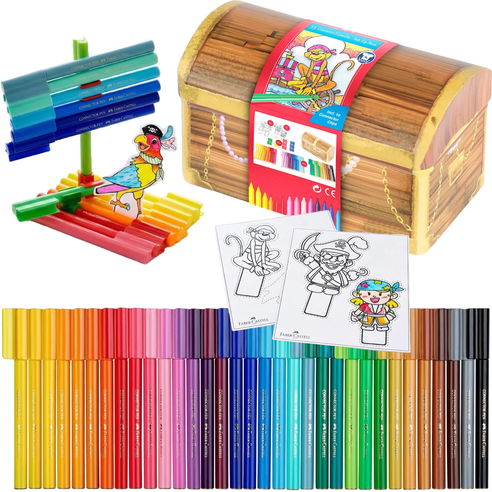 Flamastry Connector Piracka Skrzynia Skarbów Faber Castell 33 Kolory