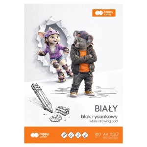 Blok Rysunkowy A4 Biały 20 Arkuszy Happy Color 100g/m2