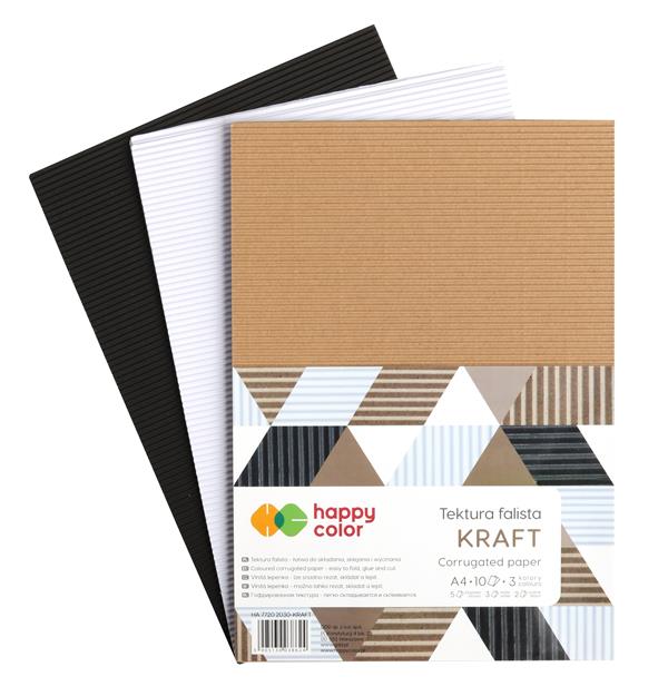 Tektura Falista Kraft A4 3 kolory 10ark Happy Colo