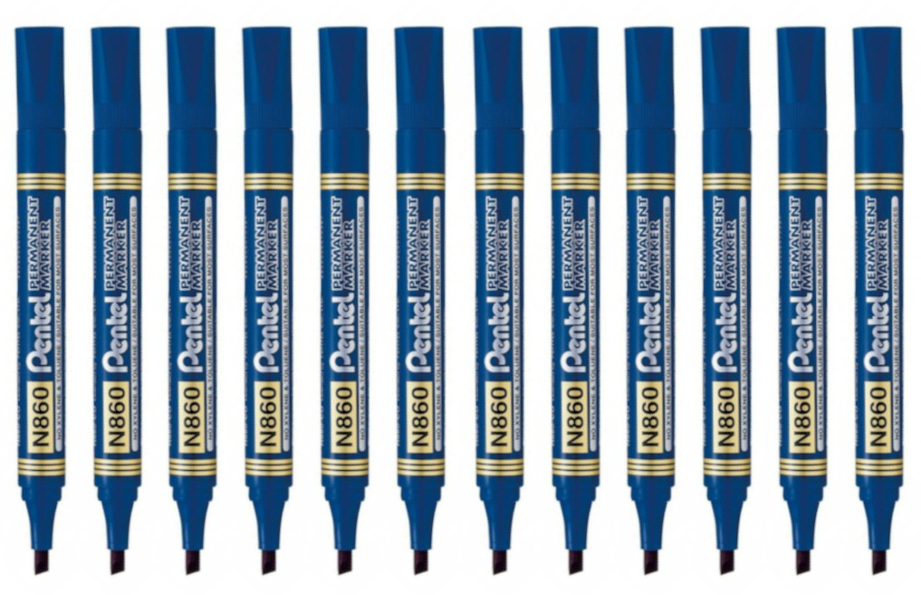 Marker Pentel N860 Ścięty Niebieski 12 Sztuk