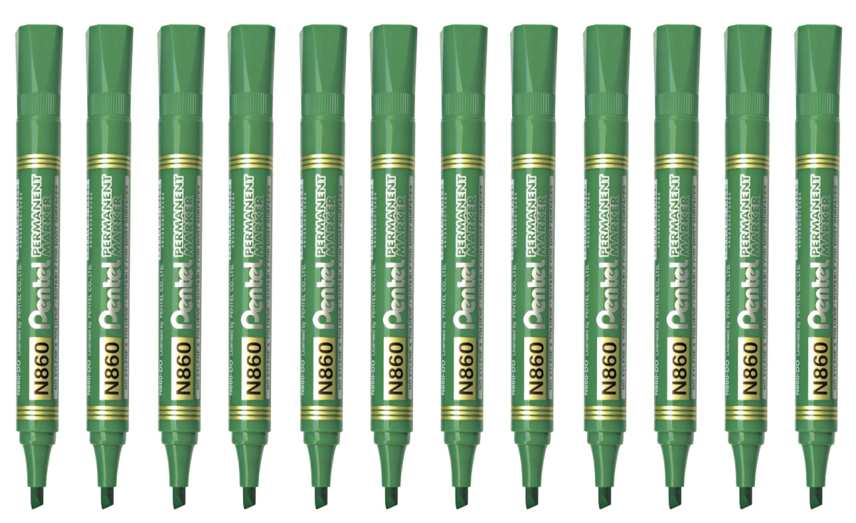 Marker Pentel N860 Ścięty Zielony 12 Sztuk