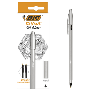 Długopis Bic Cristal Re'New Czarny 1 Długopis + 2 Wkłady