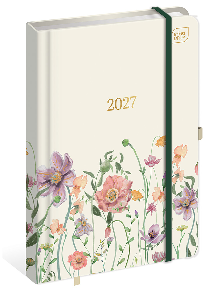 Kalendarz Książkowy 2027 Tygodniowy A5 192 Stron Metallic Flowers Interdruk