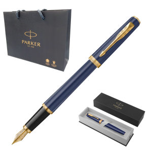 Pióro Wieczne Parker Meridian Niebieskie F Złote Elementy + Etui + Torebka