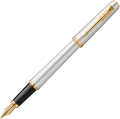 Pióro Wieczne Parker Meridian Chromowane F Pozłacane + Etui + Torebka