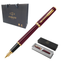 Pióro Wieczne Parker Meridian Czerwone  F Pozłacane + Etui + Torebka